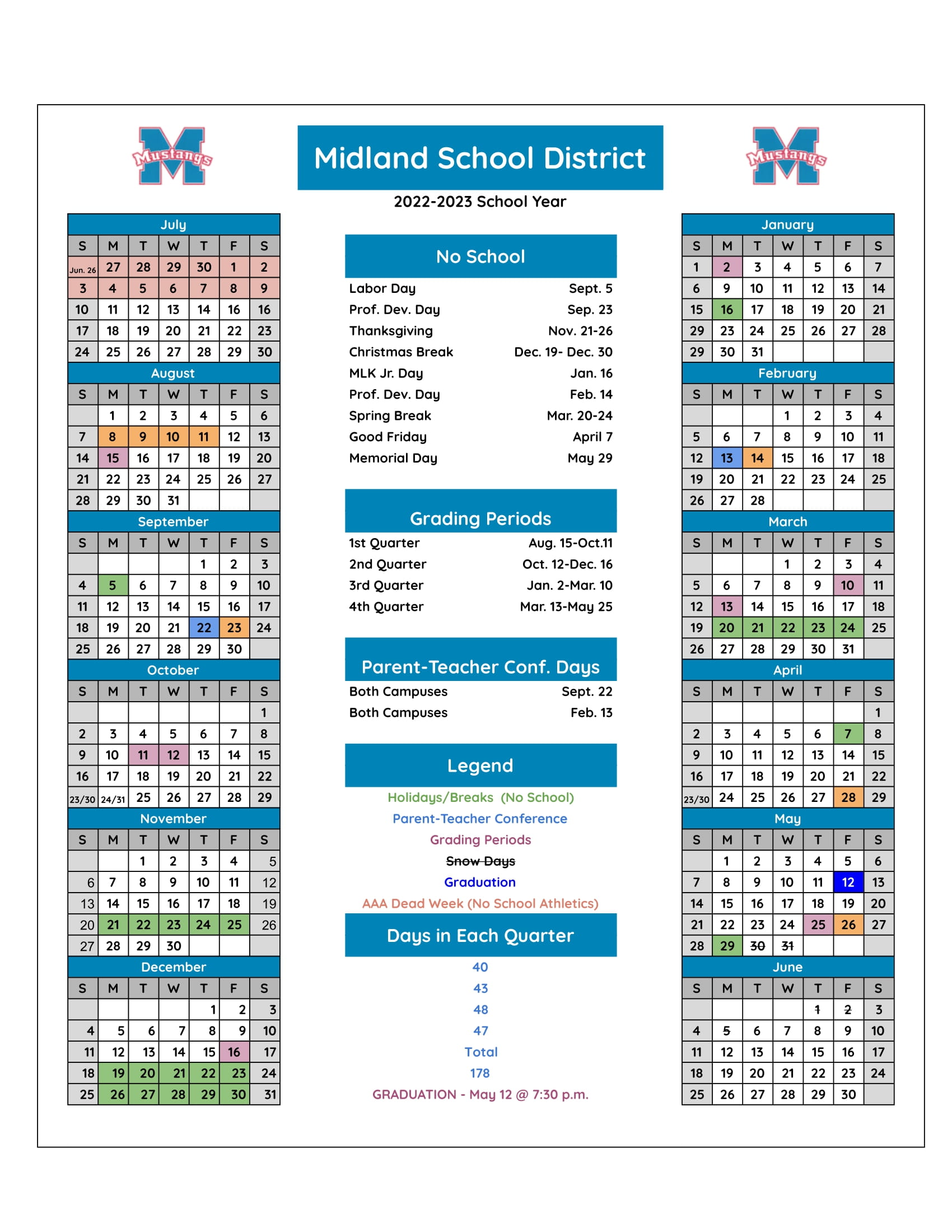 Midland Public School District Calendar 2023